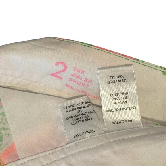 Lilly Pulitzer Walsh Flamingo Print Shorts Size 2 Green & Pink Paisley Cotton Wo - Picture 8 of 8